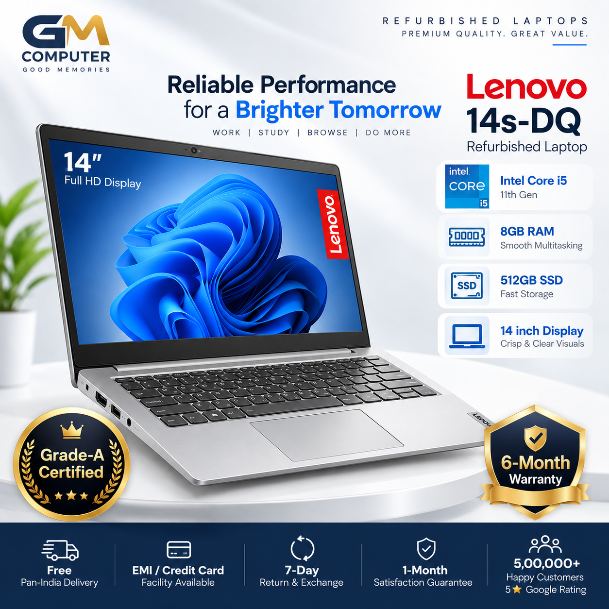 Lenovo 14s-DQ – Intel Core i5, 8GB RAM, 512GB SSD